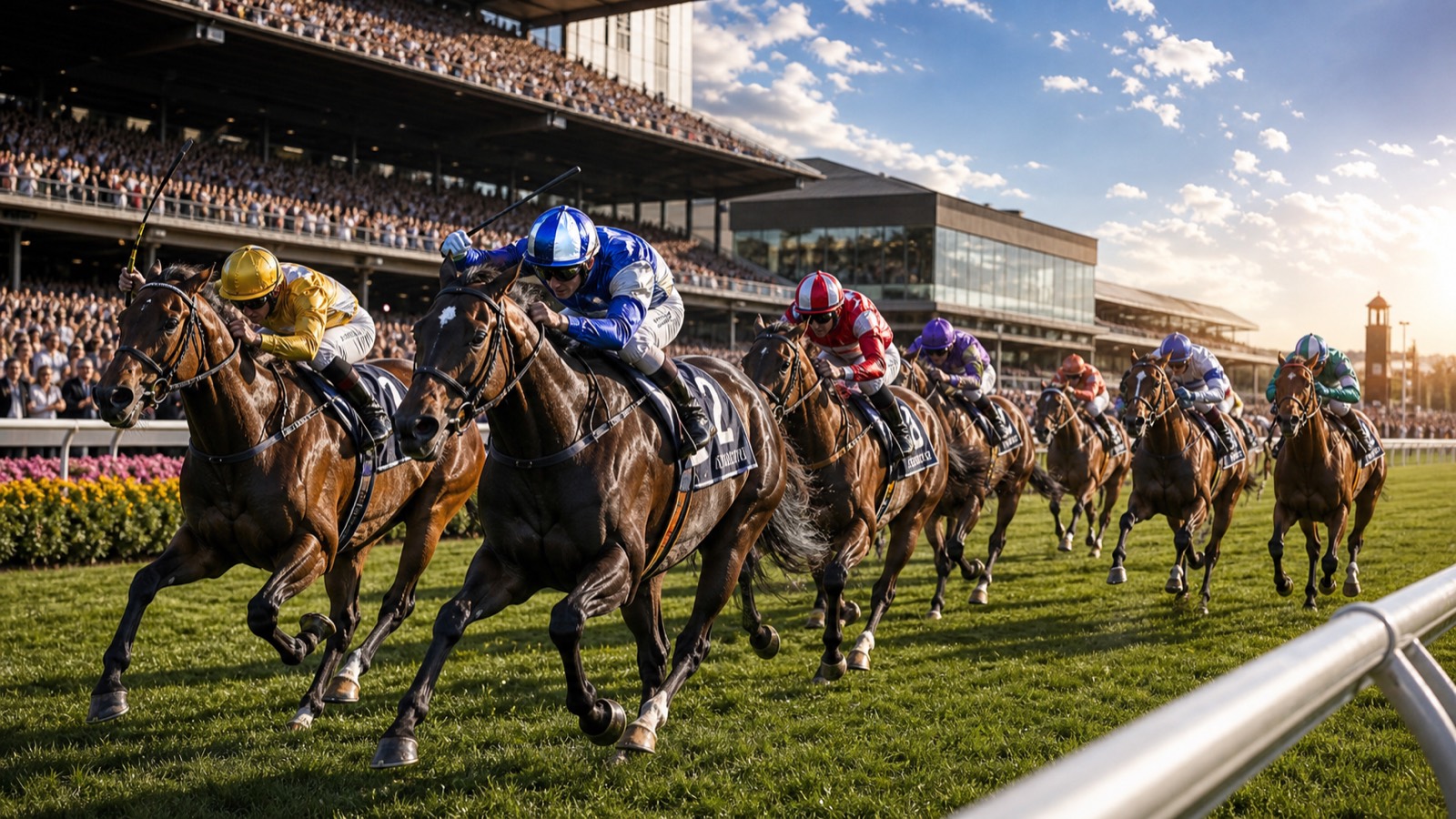 Racehorses competing on the track